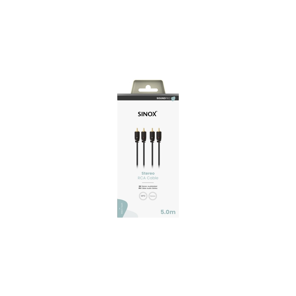 Produktbild för Sinox SXA04205, 2 x RCA, hankontakt, 2 x RCA, hankontakt, 5...