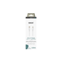 Produktbild för Sinox SXI04650, 0,5 m, Lightning, USB C, Hankontakt, Hankont...