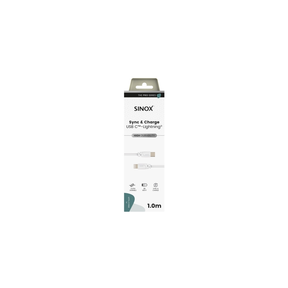 Produktbild för Sinox SXI04651, 1 m, Lightning, USB C, Hankontakt, Hankontak...
