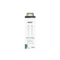 Produktbild för Sinox SOI06461, 1 m, USB C, USB C, USB 2.0, 0,48 Gbit/s, Vit