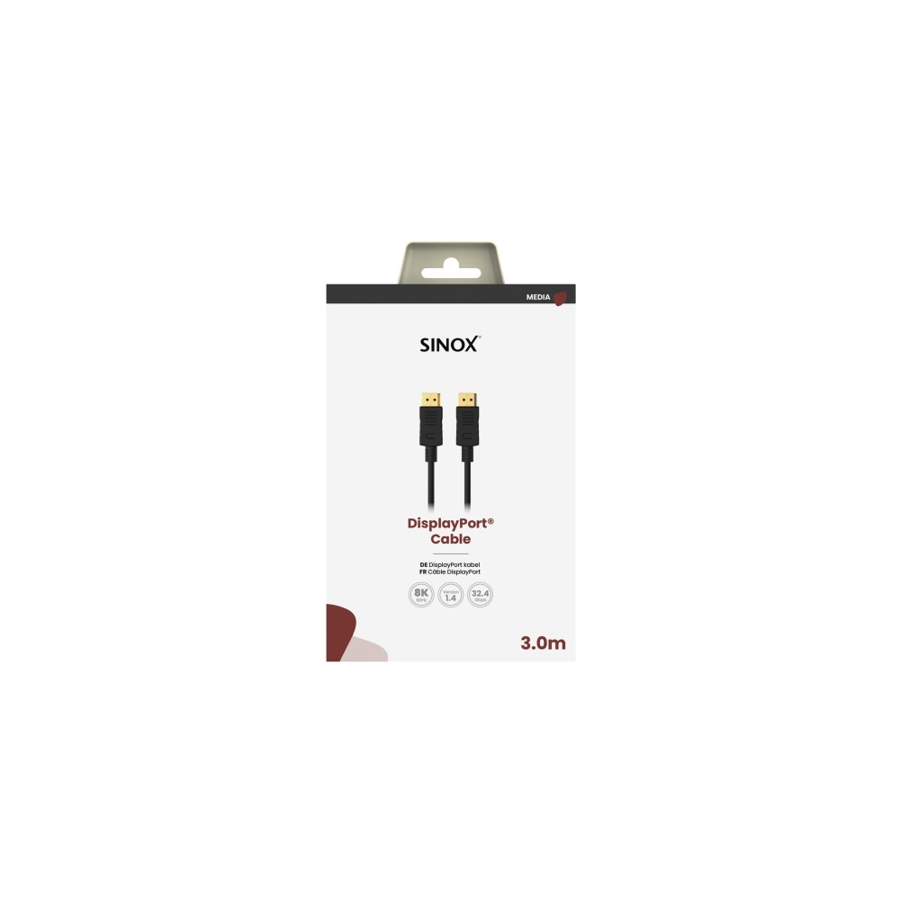 Produktbild för Sinox SOC01203, 3 m, DisplayPort, DisplayPort, Hankoppling,...