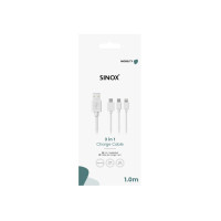 Produktbild för Sinox SOE04960, 1 m, USB A, USB C/Micro-USB B/Lightning, USB...