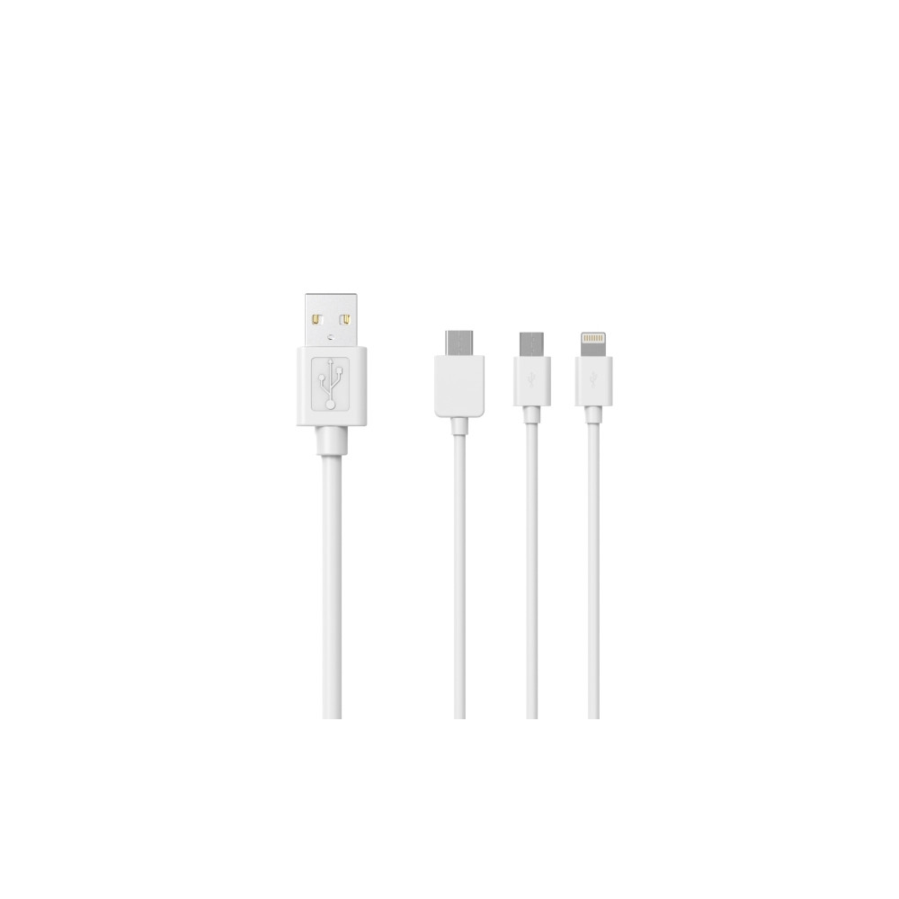 Produktbild för Sinox SOE04960, 1 m, USB A, USB C/Micro-USB B/Lightning, USB...