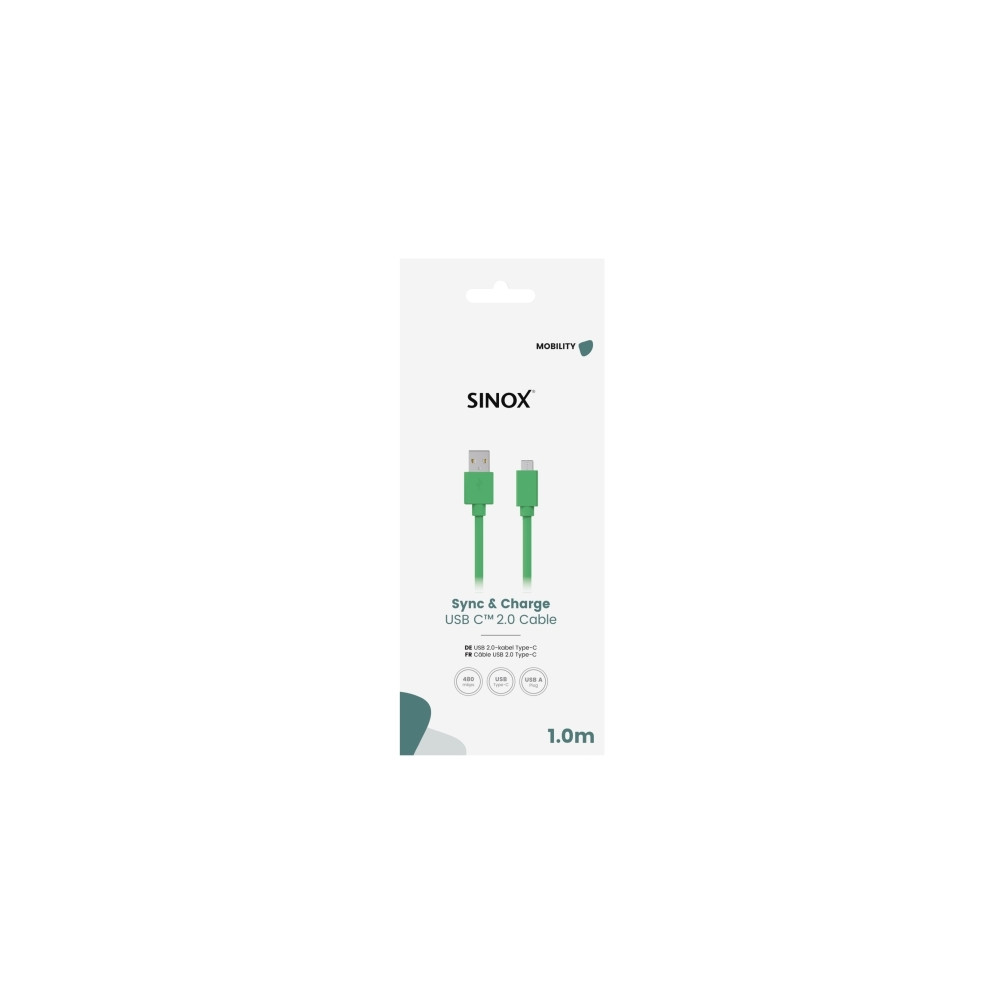 Produktbild för Sinox SOE05261, 1 m, USB C, USB A, USB 2.0, 0,48 Gbit/s, Grö...