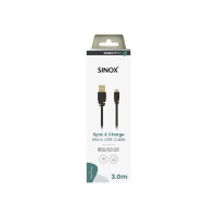Produktbild för Sinox SOI04903, 3 m, Micro-USB B, USB A, USB 2.0, 0,48 Gbit/...