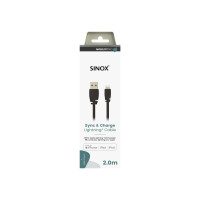 Produktbild för Sinox PRO Lightning kabel m/original Apple™ chip. 2m. Sort,...