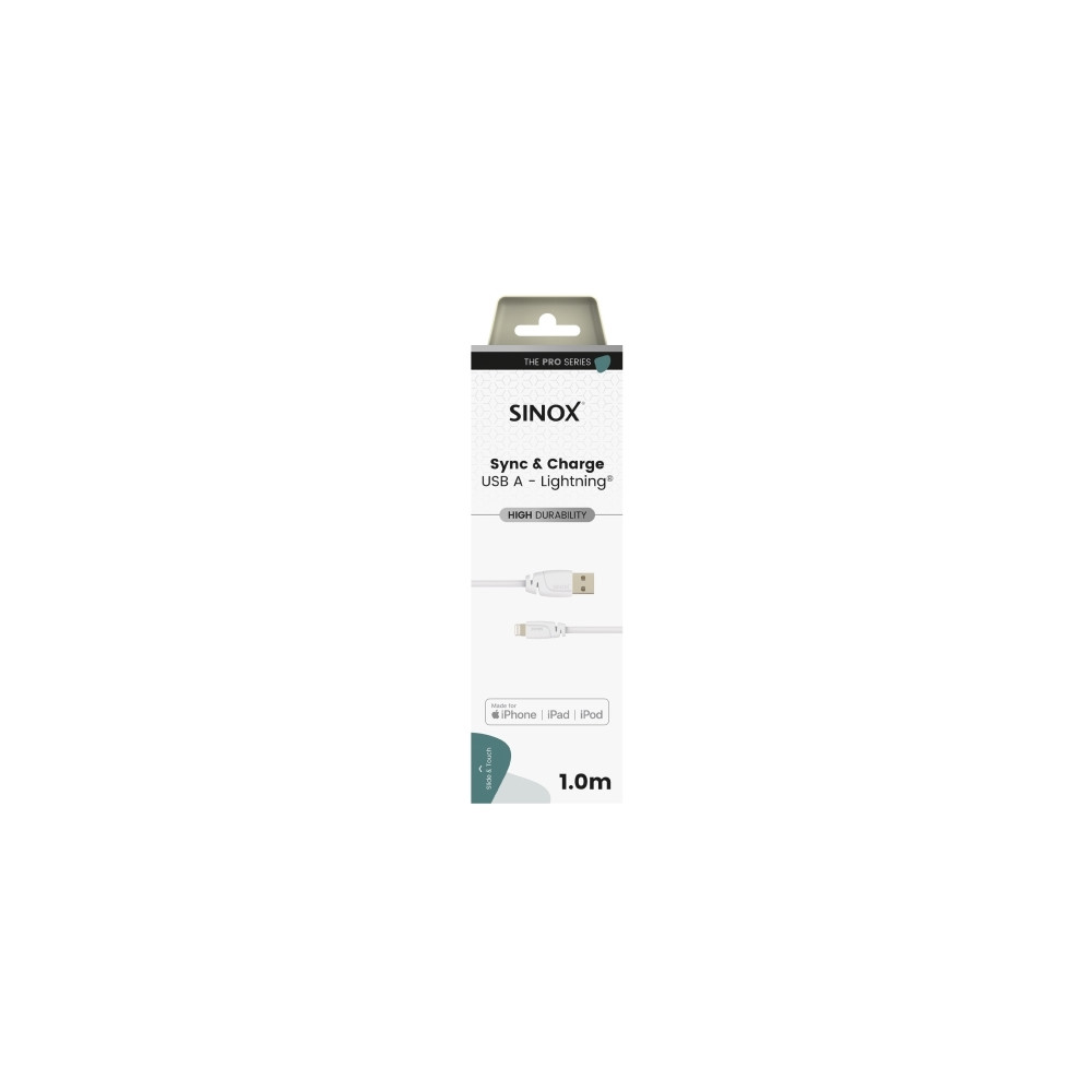 Produktbild för Sinox SXI02501MFI, 1 m, Lightning, USB A, Hankontakt, Hankon...