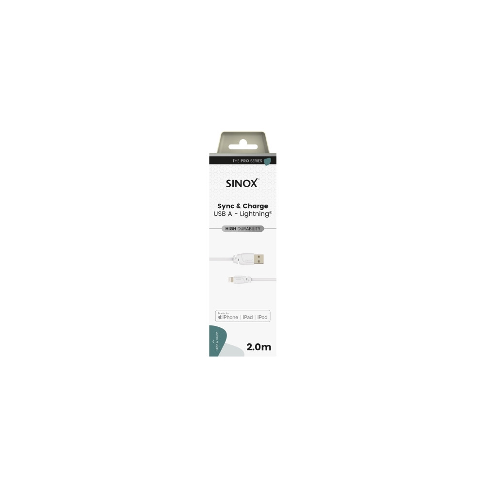 Produktbild för Sinox SXI02502MFI, 2 m, Lightning, USB A, Hankontakt, Hankon...
