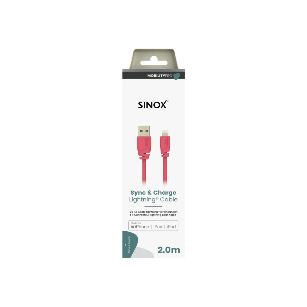 Produktbild för Sinox SXI02702MFI, 2 m, Lightning, USB A, Hankontakt, Hankon...