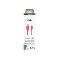 Produktbild för Sinox SXI02702MFI, 2 m, Lightning, USB A, Hankontakt, Hankon...
