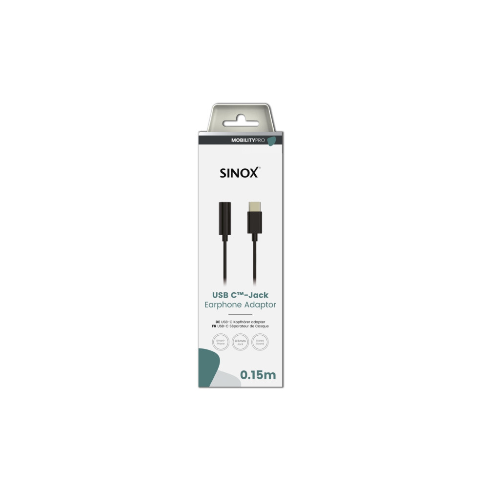 Produktbild för Sinox PRO USB C™ till minijackadapter. 0,15 m. Sortering, 3,...