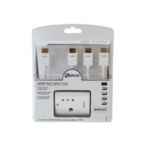 Sinox beslag Sinox i-Media SXV1953 - video-/ljudomkopplare - 3 portar - Bildkablar