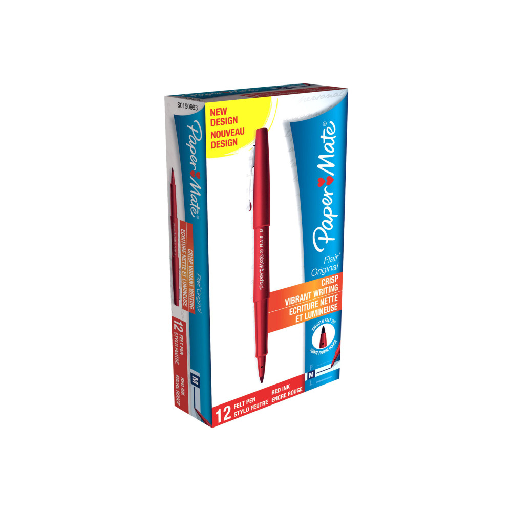 Produktbild för Paper Mate FLAIR ORIGINAL - fiberspetspenna - röd (paket om 12)