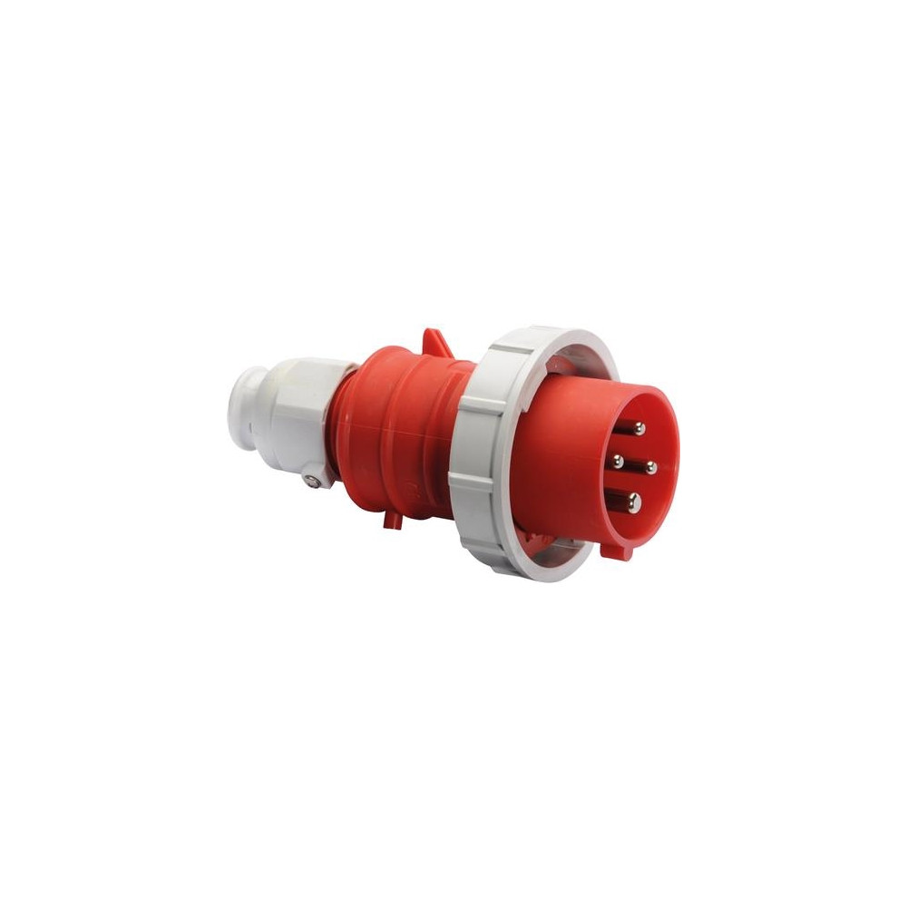 Produktbild för BALS CEE stickpropp 32A 400V klocka H6 4-polig röd IP67 poly...