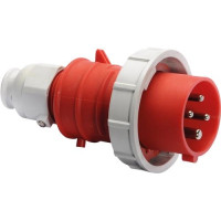 Produktbild för BALS CEE stickpropp 32A 400V klocka H6 4-polig röd IP67 poly...