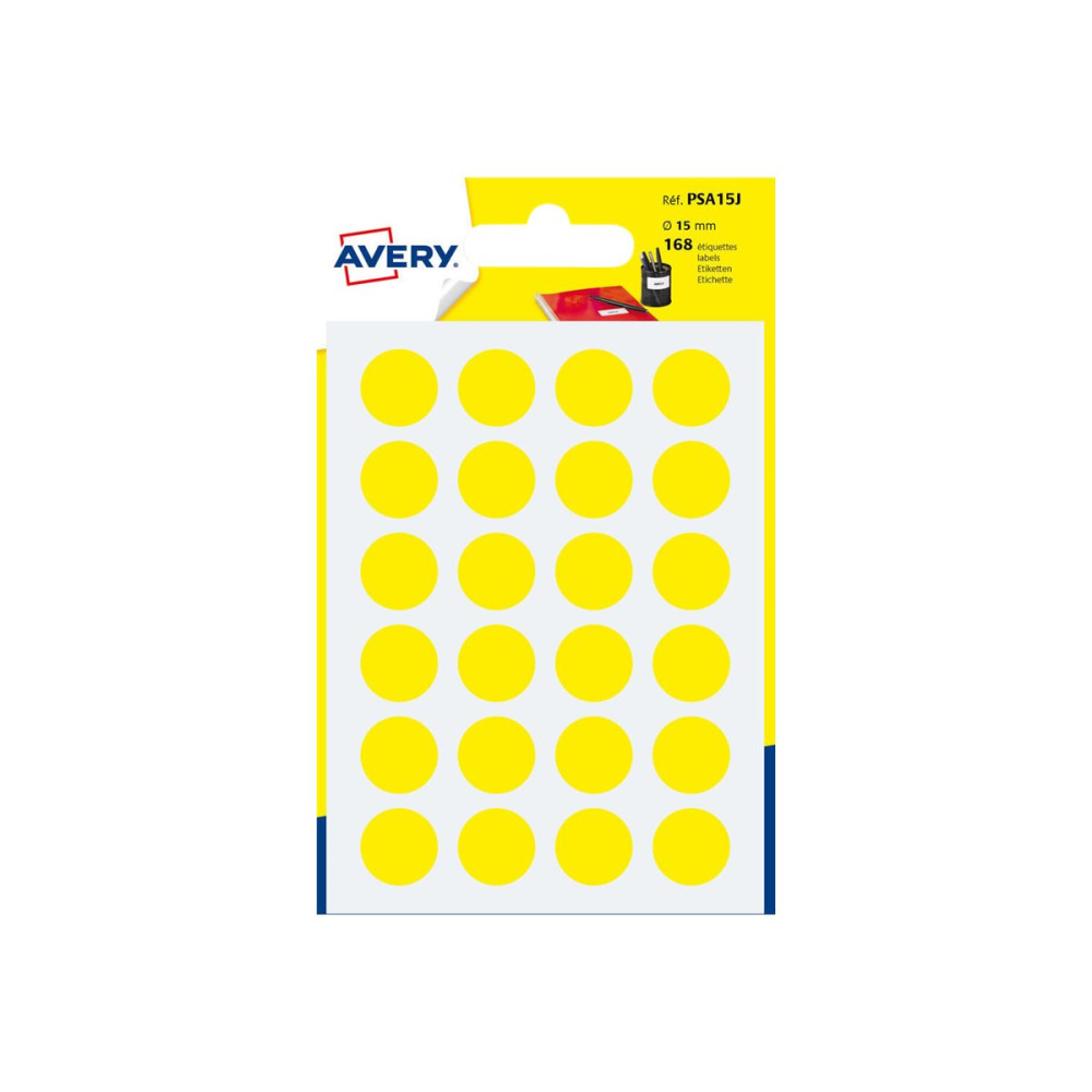 Produktbild för Avery - självhäftande färgkodad etikett - gul (paket om 168)