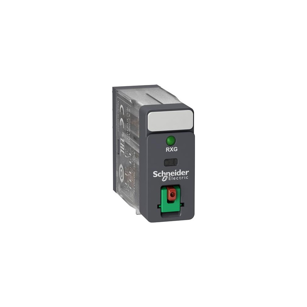 Produktbild för RXG Plug-in relä med testknapp och lysdiod, 2 C/O 5A och 24V...