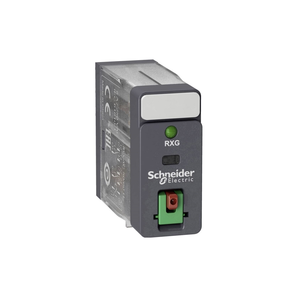 Produktbild för RXG Plug-in relä med testknapp och lysdiod, 2 C/O 5A och 24V...