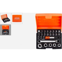 Produktbild för Bahco Standardbitssats med bitshållare, 1/4" hylsor och spär...