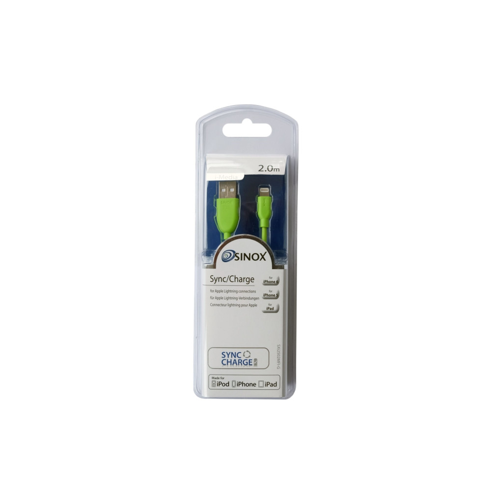 Produktbild för Sinox i-Media Lightning-kabel - Lightning / USB - 2 m