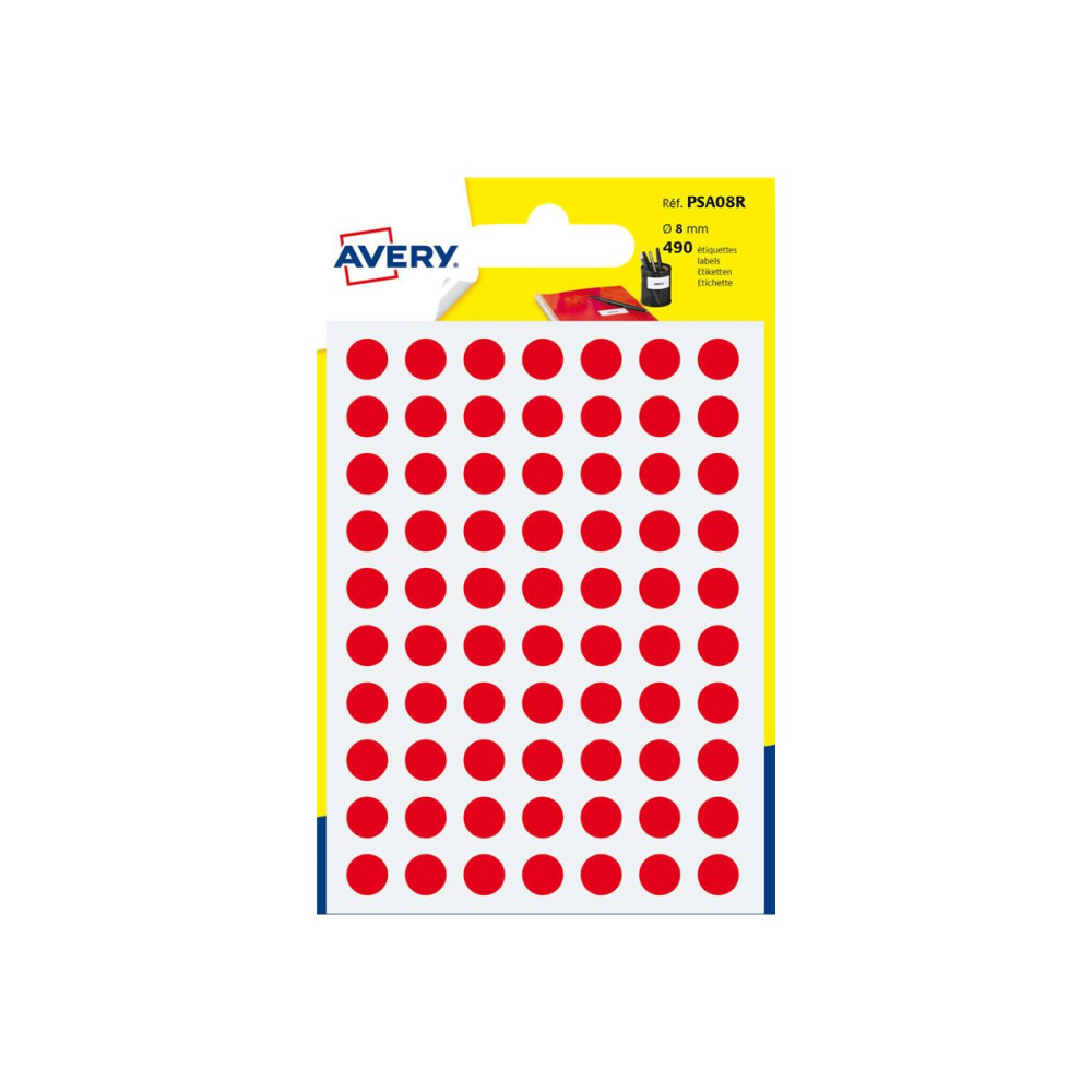 Produktbild för Avery - självhäftande färgkodad etikett - röd (paket om 490)