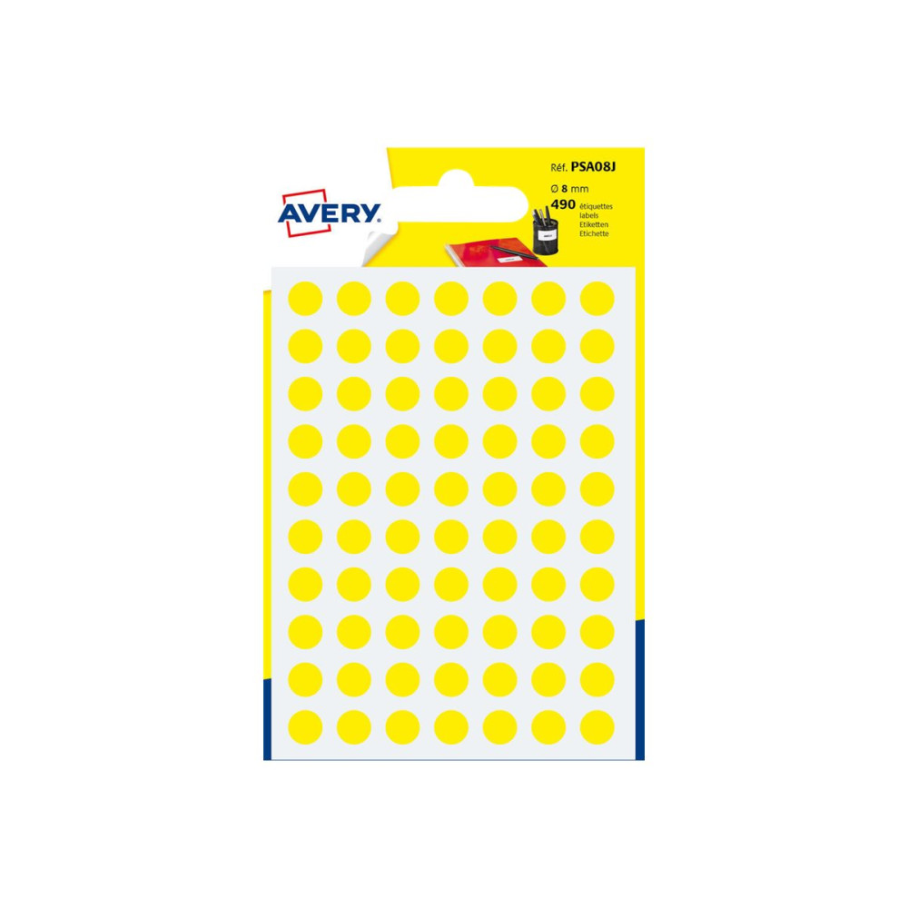 Produktbild för Avery - självhäftande färgkodad etikett - gul (paket om 490)
