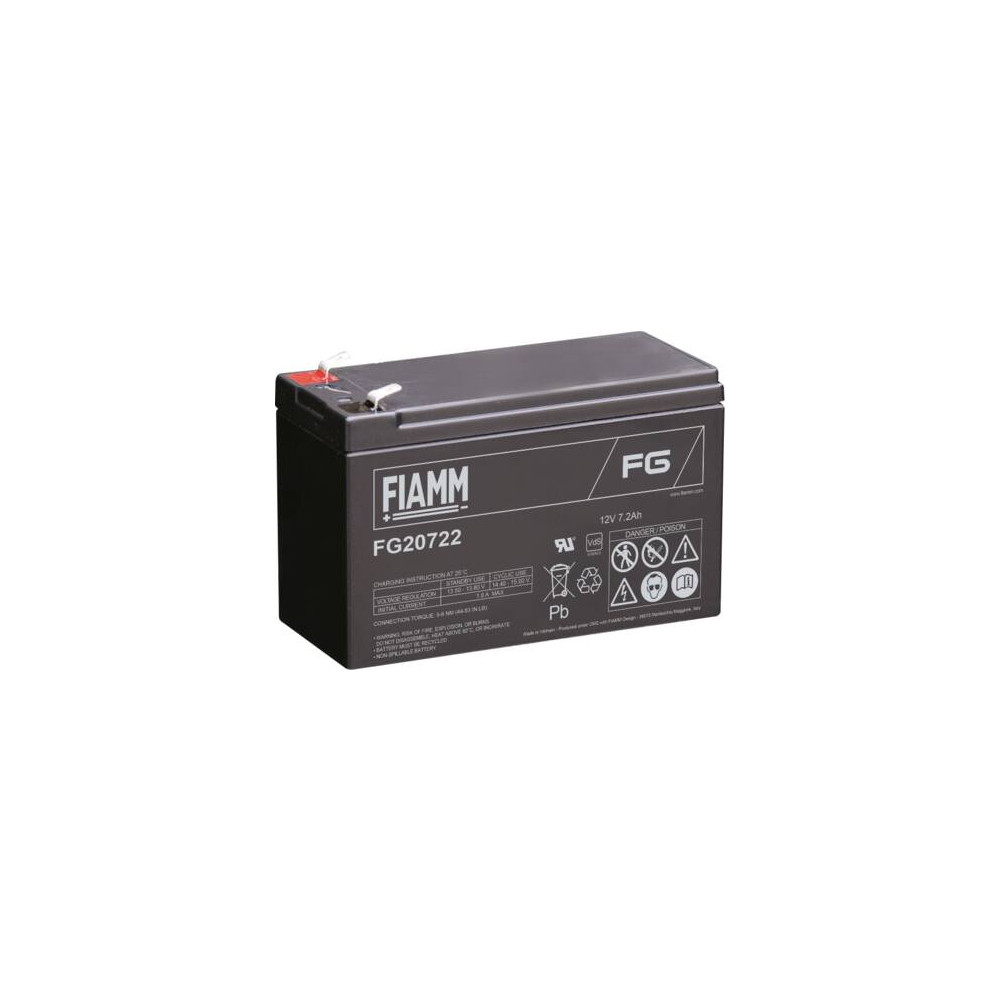 Produktbild för Fiamm blybatteri 12V/7,2Ah för larm/backup, spadkontakt 6,35...