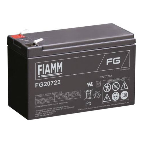 FIAMM Fiamm blybatteri 12V/7,2Ah för larm/backup, spadkontakt 6,35...