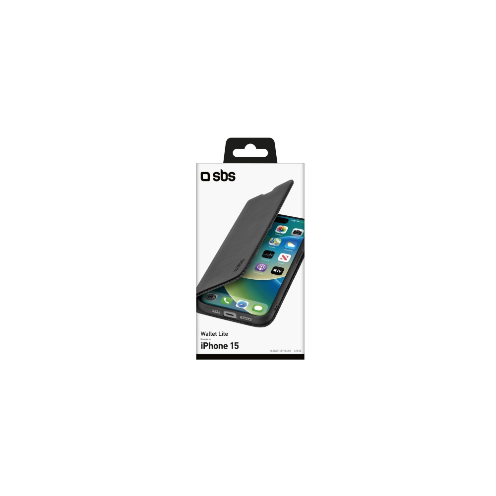 Produktbild för SBS TEBKLITEIP1561K, Plånbok, Apple, iPhone 15, 15,5 cm (6.1...