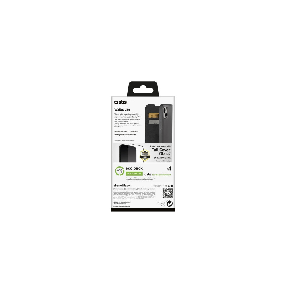Produktbild för SBS TEBKLITEIP1561K, Plånbok, Apple, iPhone 15, 15,5 cm (6.1...