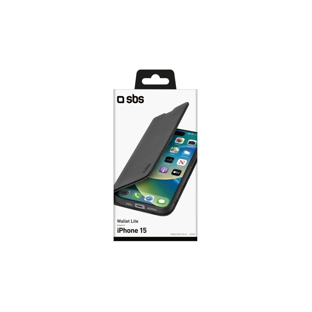 Produktbild för SBS TEBKLITEIP1561K, Plånbok, Apple, iPhone 15, 15,5 cm (6.1...