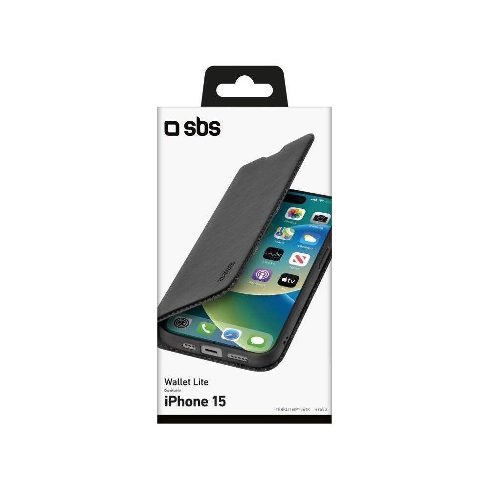 Produktbild för SBS TEBKLITEIP1561K, Plånbok, Apple, iPhone 15, 15,5 cm (6.1...