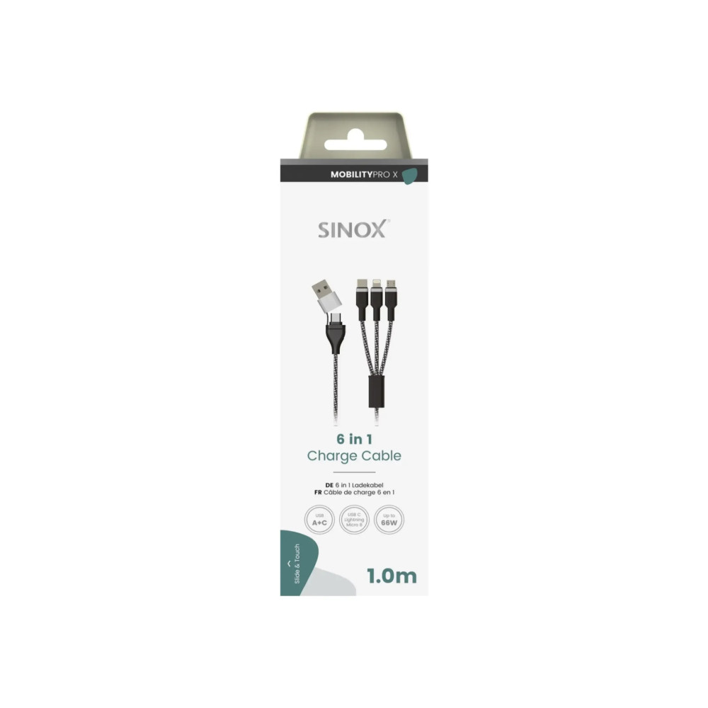 Produktbild för Sinox ULTRA 6-i-1-kabel med Lightning, USB C och Micro USB....