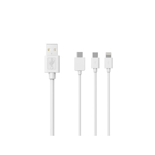 SINOX Sinox 3-i-1-kabel med Lightning, USB C och Micro USB. 1m. vi...