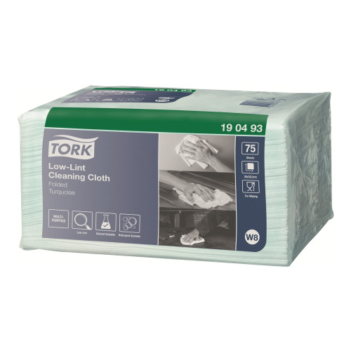 TORK Tork W8 - rengöringsdukar - 75 ark - turkos - paket med 8