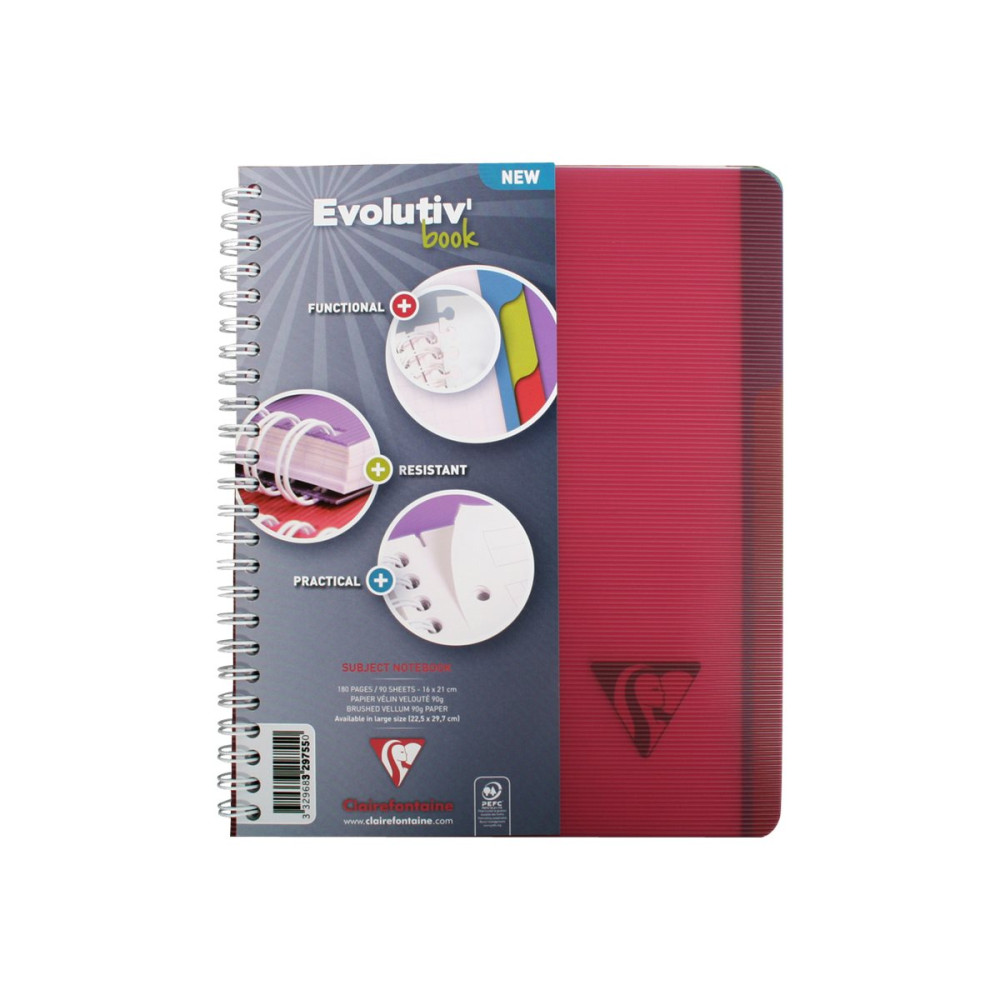 Produktbild för Clairefontaine Linicolor Intensiv Evolutiv'Book A5+ - anteckningsblock - 160 x 210 mm - 90 ark