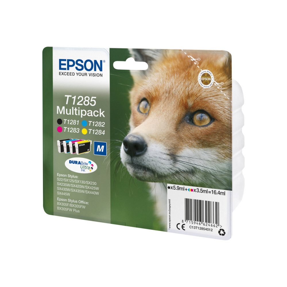 Produktbild för Epson T1285 Multipack - 4-pack - svart, gul, cyan, magenta - original - bläckpatron (alternativ för: Epson T1285)
