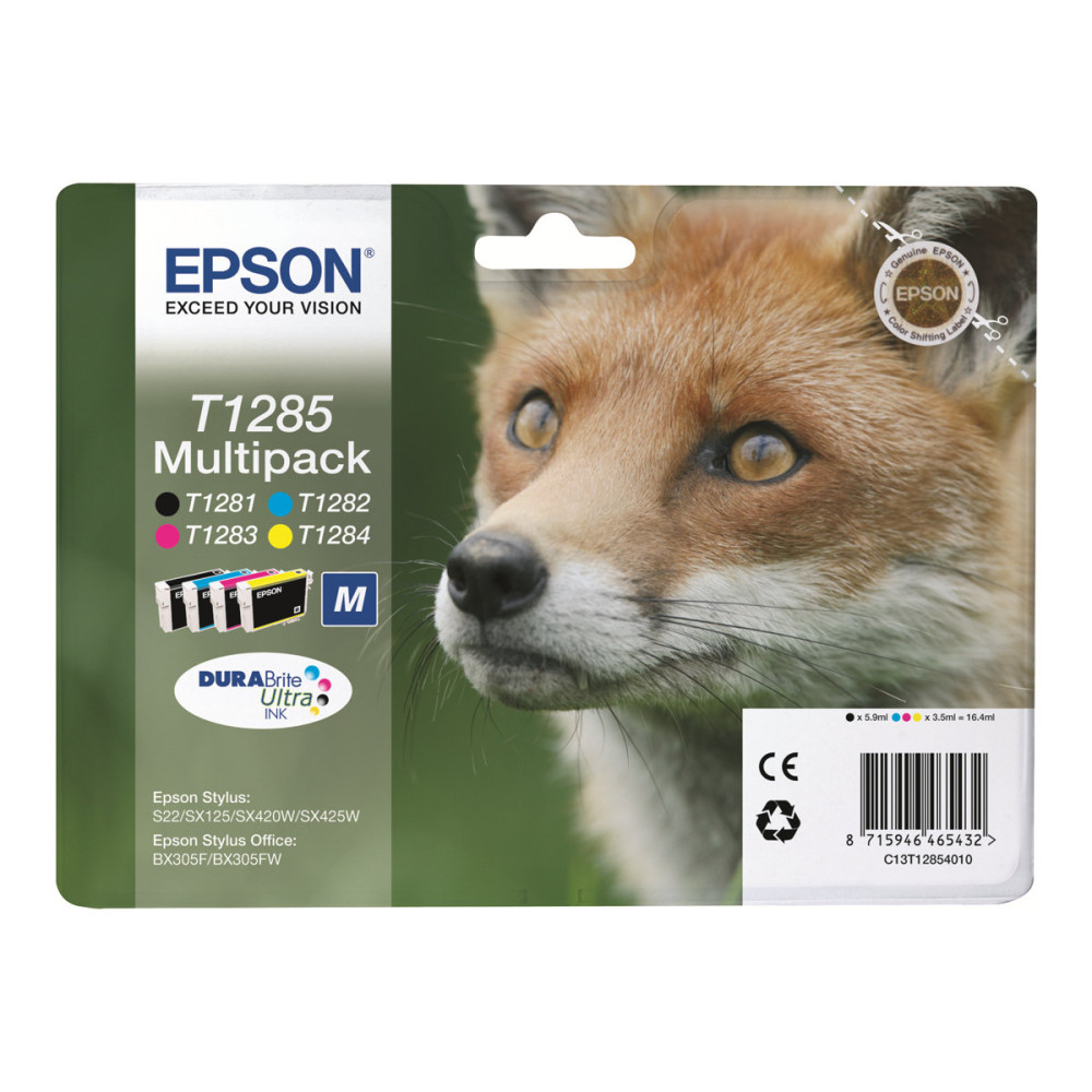 Produktbild för Epson T1285 Multipack - 4-pack - svart, gul, cyan, magenta - original - bläckpatron (alternativ för: Epson T1285)