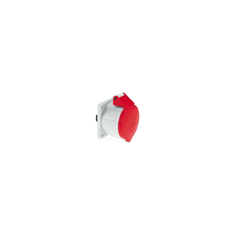 Produktbild för BALS CEE SocketH6 400V 32A 5-polig, röd fläns 75x75 mm, skru...