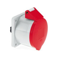 Produktbild för BALS CEE SocketH6 400V 32A 5-polig, röd fläns 75x75 mm, skru...