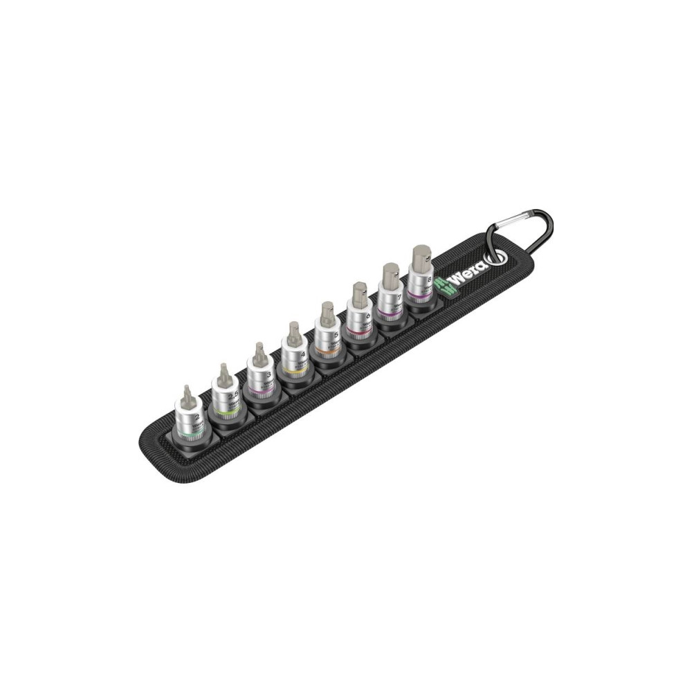 Produktbild för Wera Belt A 2, Hylssats, 1/4", Metrisk, 8 huvuden, 3,4,5,6,7...
