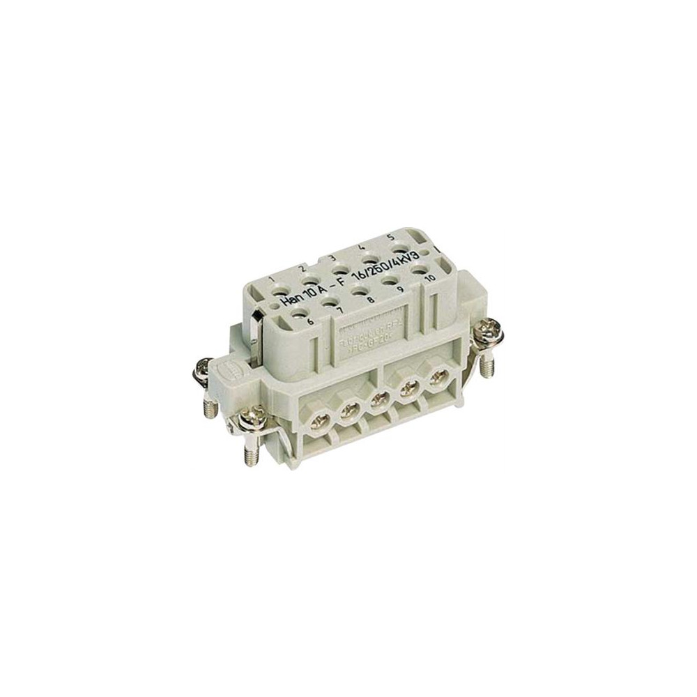 Produktbild för HARTING 09200102812 anslutningsinsats Han® A 10 + PE, skruva...