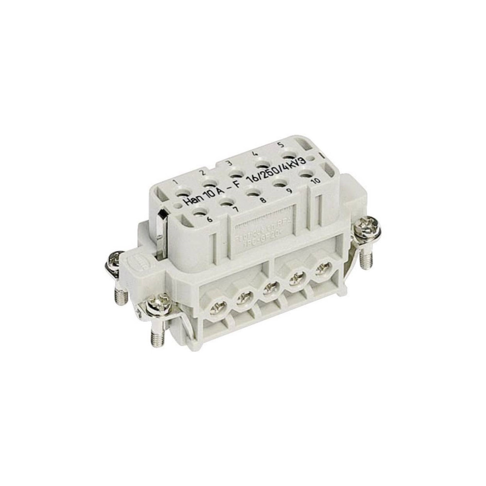 Produktbild för HARTING 09200102812 anslutningsinsats Han® A 10 + PE, skruva...