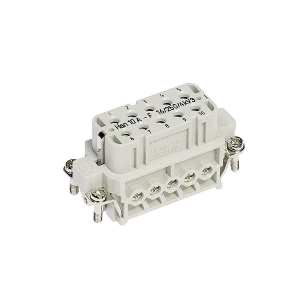 Produktbild för HARTING 09200102812 anslutningsinsats Han® A 10 + PE, skruva...