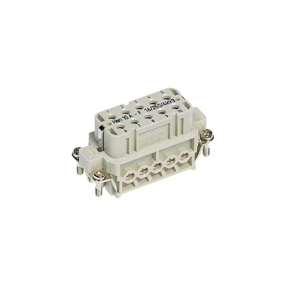 Produktbild för HARTING 09200102812 anslutningsinsats Han® A 10 + PE, skruva...
