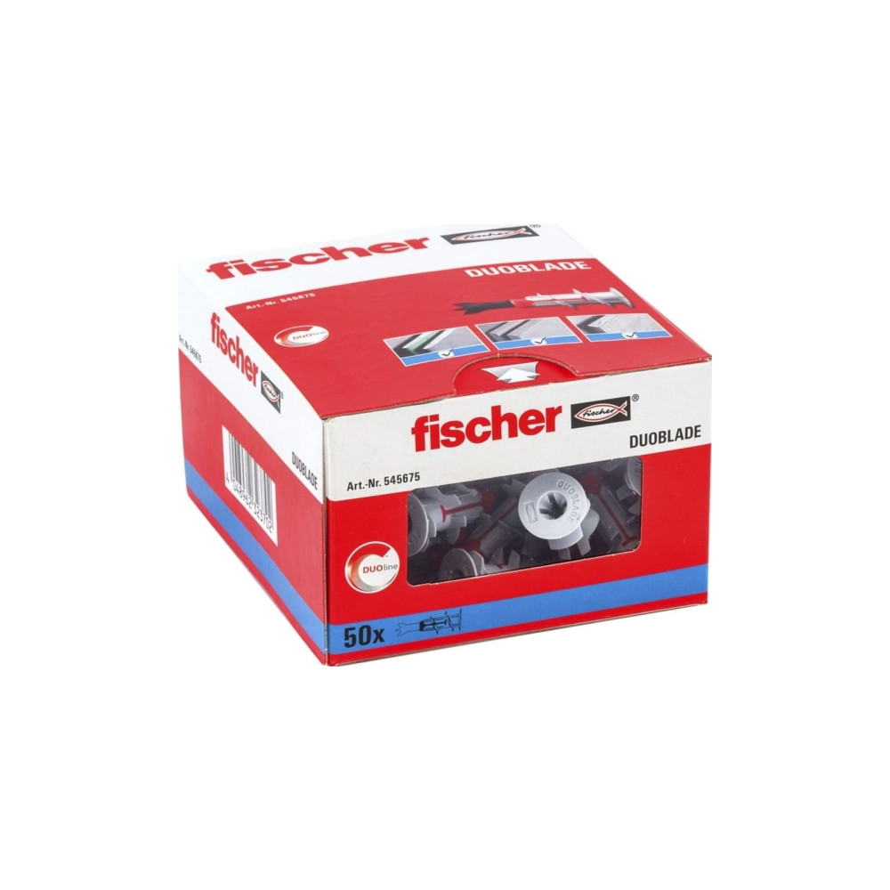 Produktbild för Fischer DUOBLADE, Kit med skruv och väggplugg, Betong, Plast...