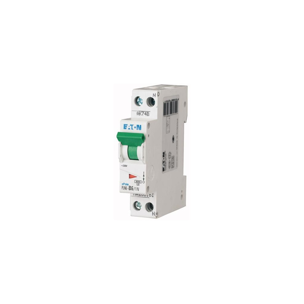 Produktbild för EATON automatsäkring MCB B-karaktäristik 6A, 2-polig, 6kA, 2...