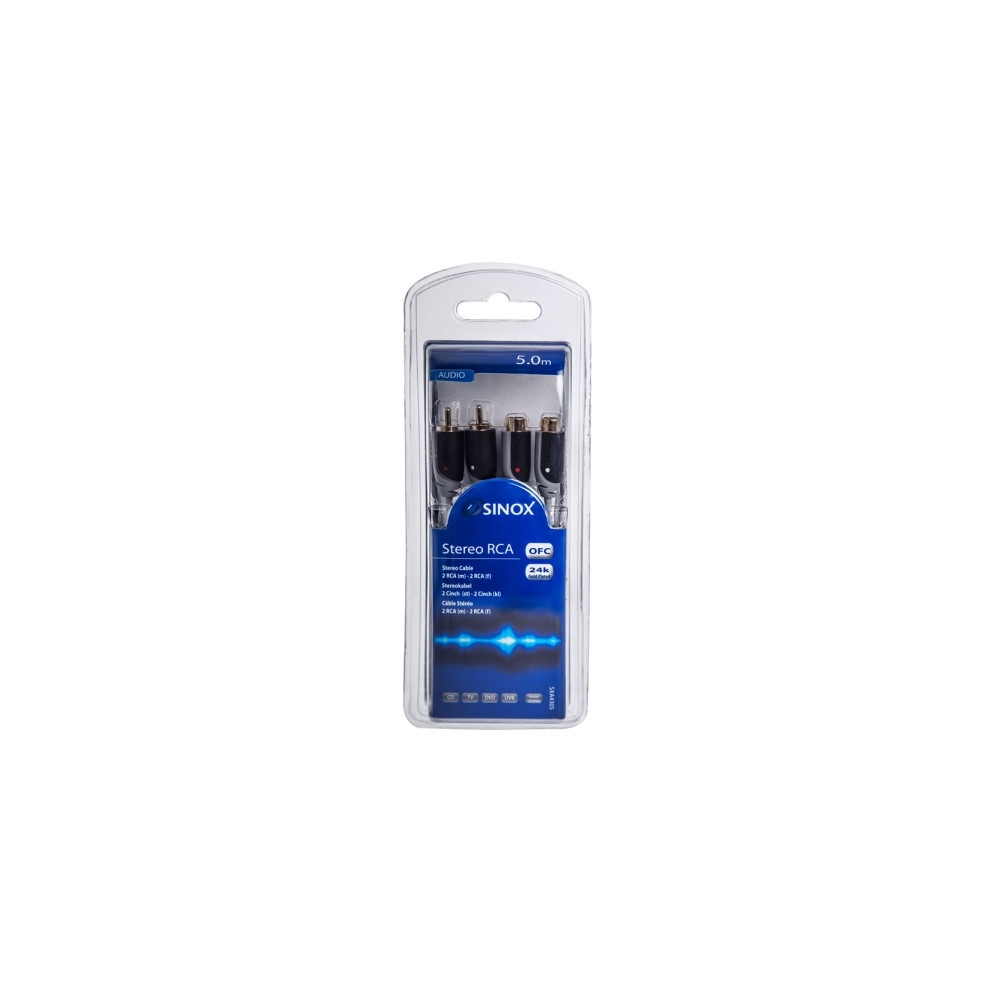 Produktbild för Sinox Plus+ Stereo RCA Extension - ljudförlängningskabel - 5 m