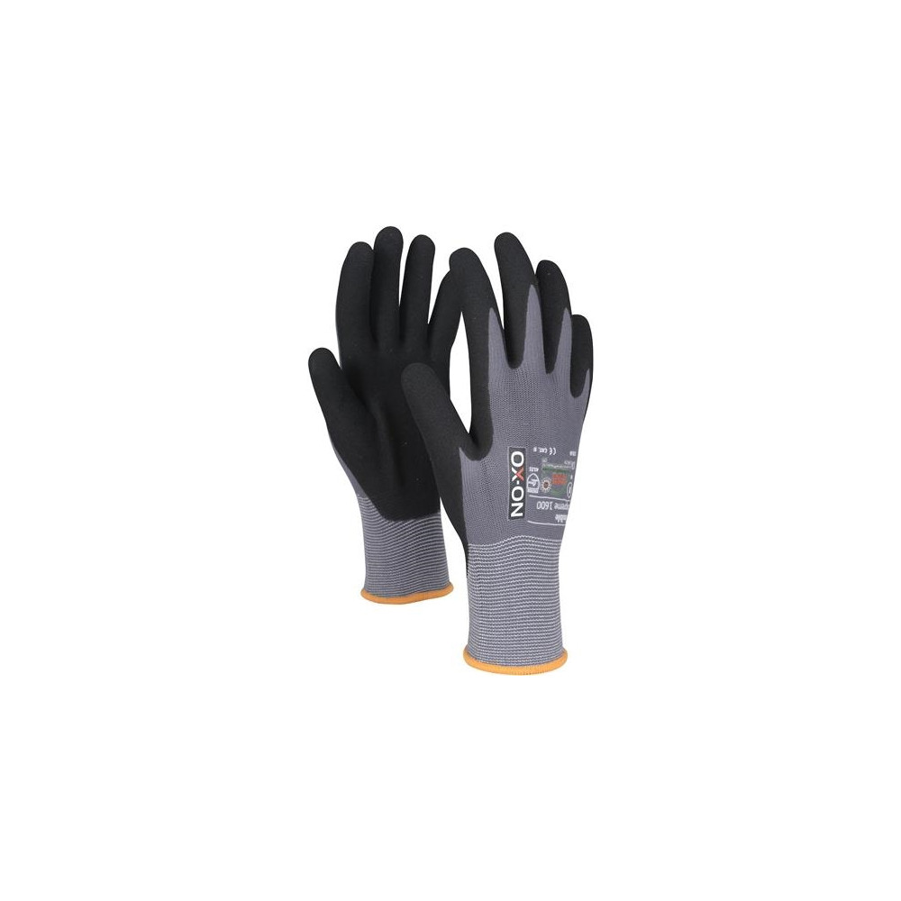 Produktbild för Arbetshandskar OX-ON Flexible Supreme 1600 svart/grå str. 10