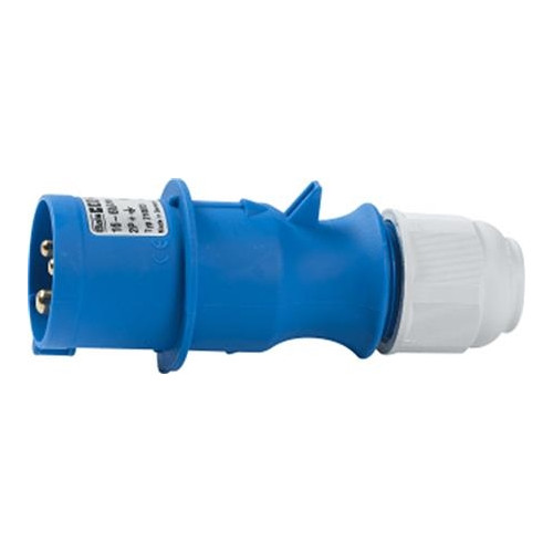 Solar Plus CEE stickpropp 16A 230V, 3-polig blå, IP44, polyamid (klocka...